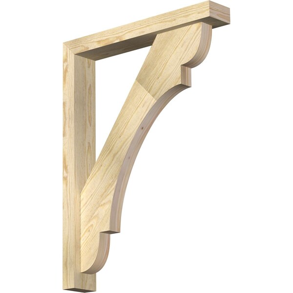 Ekena Millwork Olympic Block Rough Sawn Bracket w/ Offset Brace, Douglas Fir, 4"W x 24"D x 32"H BKT0402X24X32OLY05RDF - main